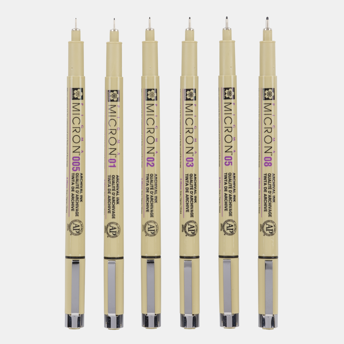 Sakura Pigma Micron Fineliner 6-set + 1 Brush Pen + 1 PN