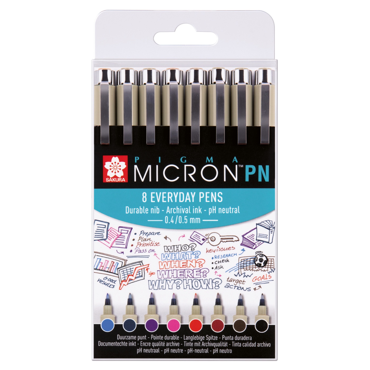 Sakura Pigma Micron PN Line Drawing 8 Color Pens Set Bible Journaling Study  Kit for sale online