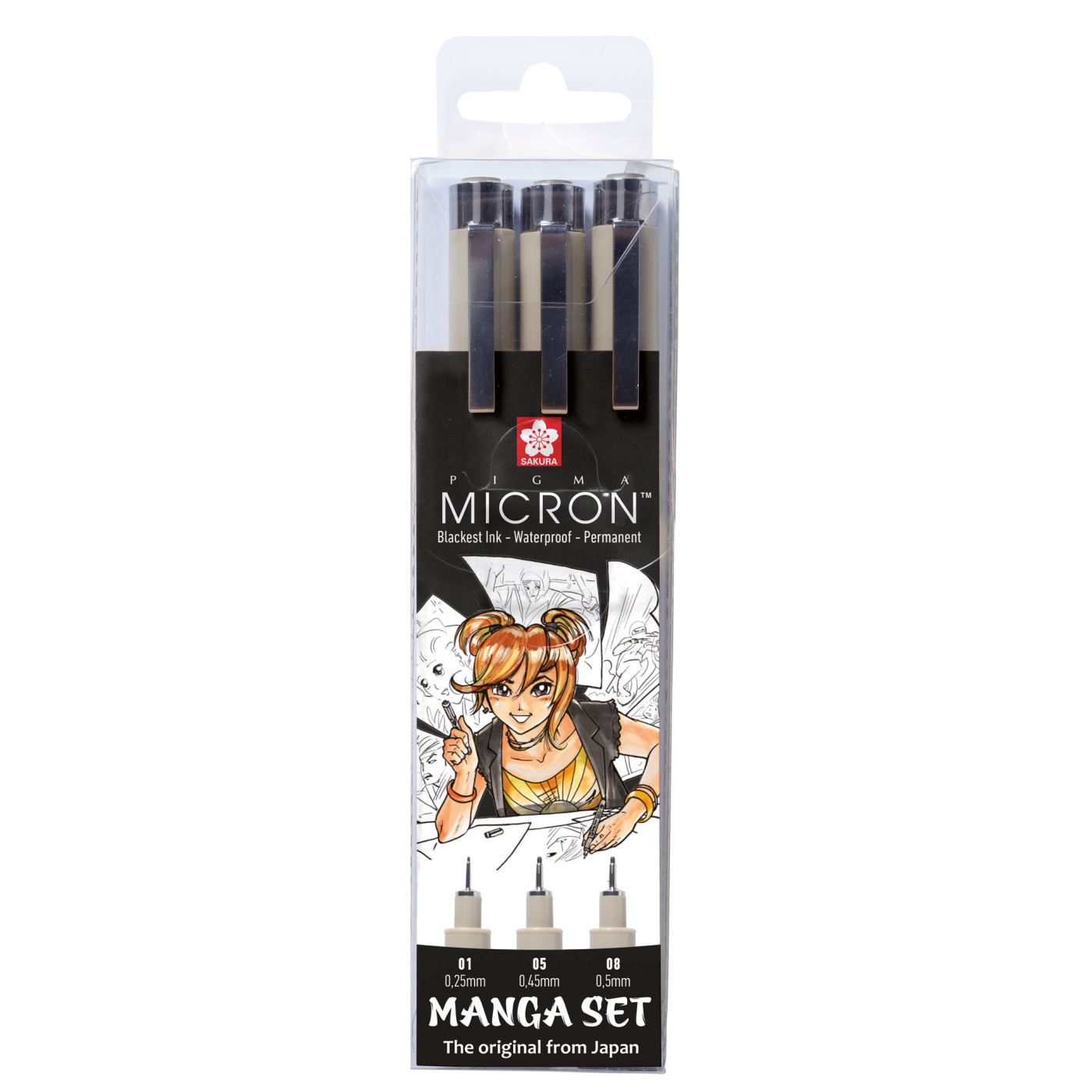 Manga Pigma Micron Black 3-set in the group Pens / Writing / Fineliners at Pen Store (103848)