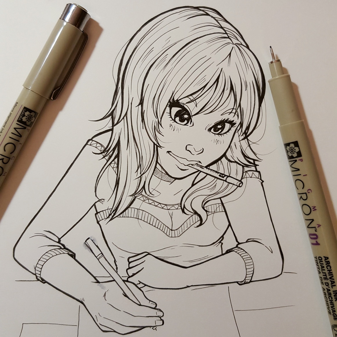 Art Supplies Reviews and Manga Cartoon Sketching: Sakura Pigma Graphic 3 Pen  Drawing Set first doodle tests