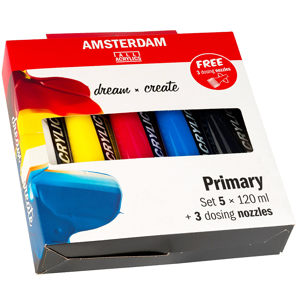Acrylic Primary Set + Nozzles in the group Art Supplies / Colors / Acrylic Paint at Pen Store (104069)