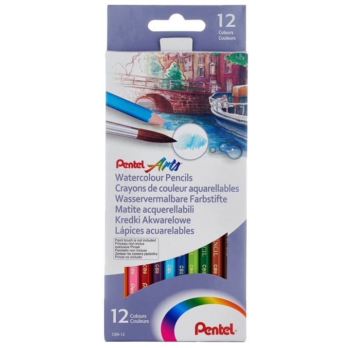 Pentel CB9 étui de 12 crayons de couleur aquarellables 