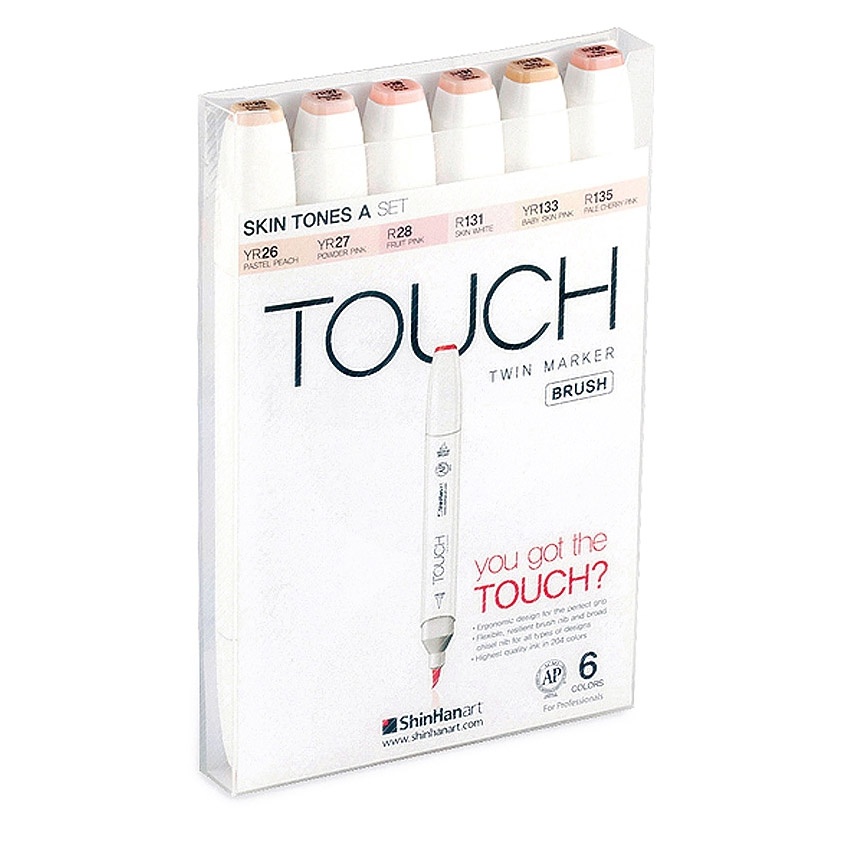 Twin Brush Marker 6-set Skin Tones A in the group Pens / Artist Pens / Brush Pens at Pen Store (105322)