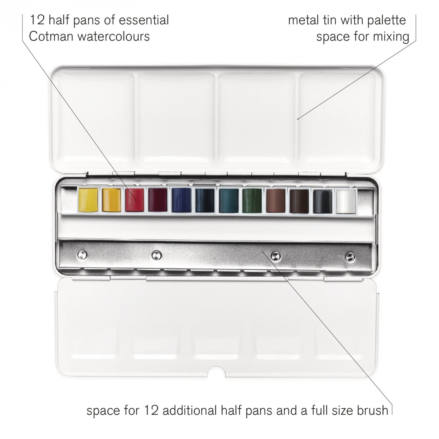 Cotman Water Colors Blue Box 12 Half Pans in the group Art Supplies / Colors / Watercolor Paint at Pen Store (107241)