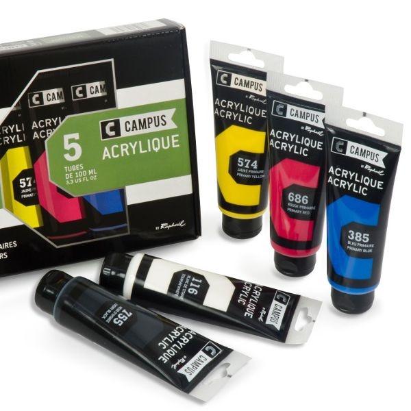 Campus Acrylic Set 5x100ml tubes in the group Art Supplies / Colors / Acrylic Paint at Pen Store (107974)