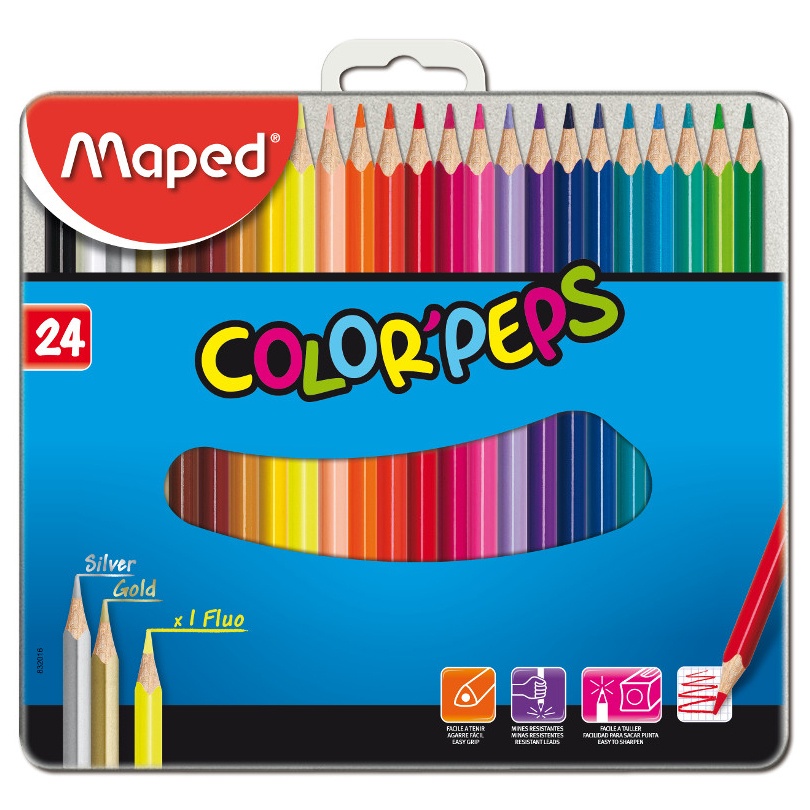 Color Peps 24 Coloured pencils - Metal Box in the group Kids / Kids' Pens / Coloring Pencils for Kids at Pen Store (108765)
