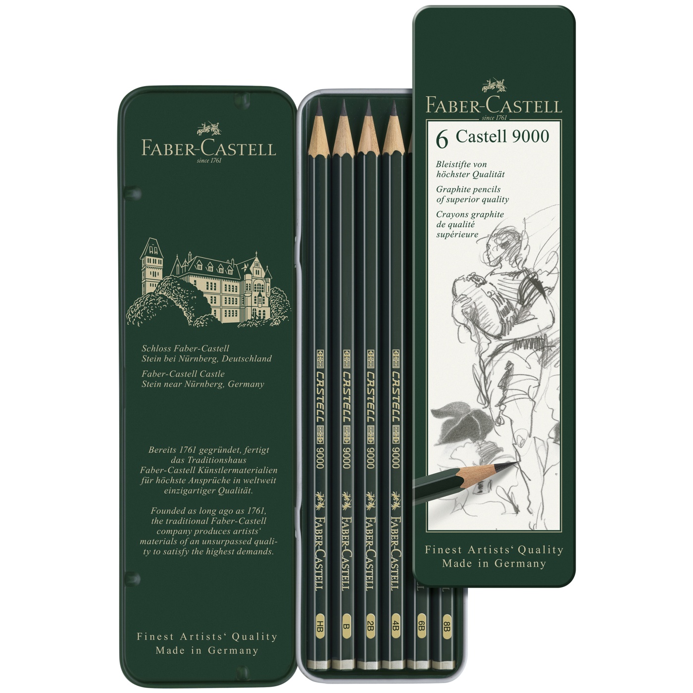 Pencil Castell 9000 6-set in the group Pens / Writing / Pencils at Pen Store (109013)