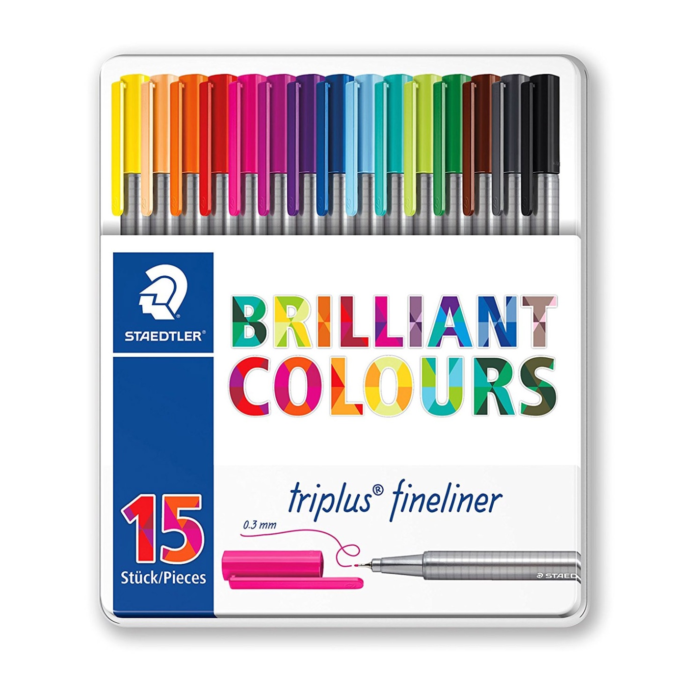 Triplus Fineliner 15-set metal tin in the group Pens / Artist Pens / Felt Tip Pens at Pen Store (111127)