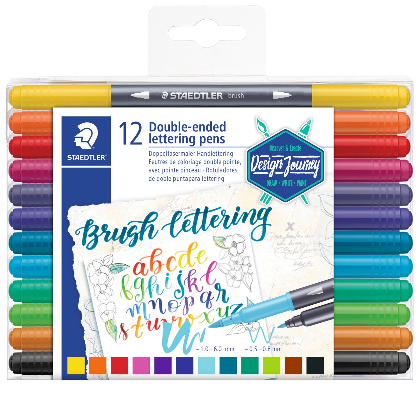 Staedtler Double Ended Calligraphy Duo Markers Assorted Colors Set of 12  for sale online