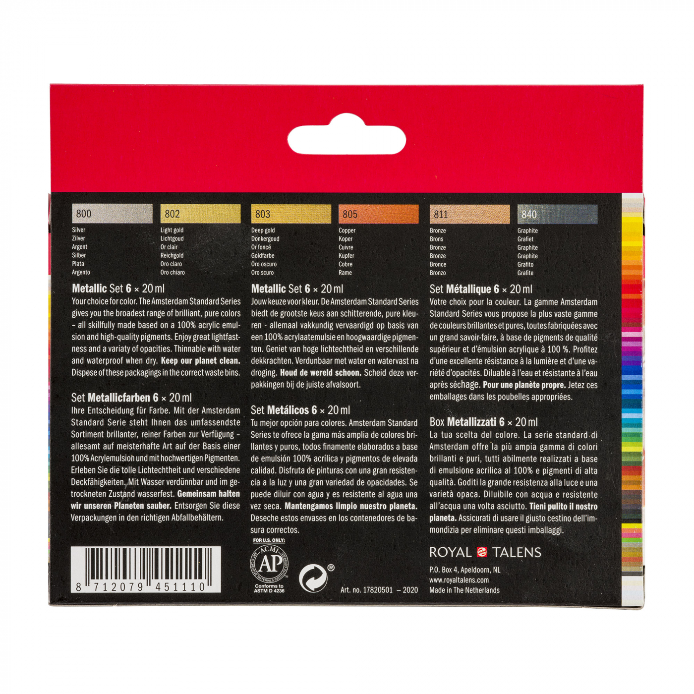 Acrylic Metallic Set 6 x 20 ml in the group Art Supplies / Colors / Acrylic Paint at Pen Store (111751)