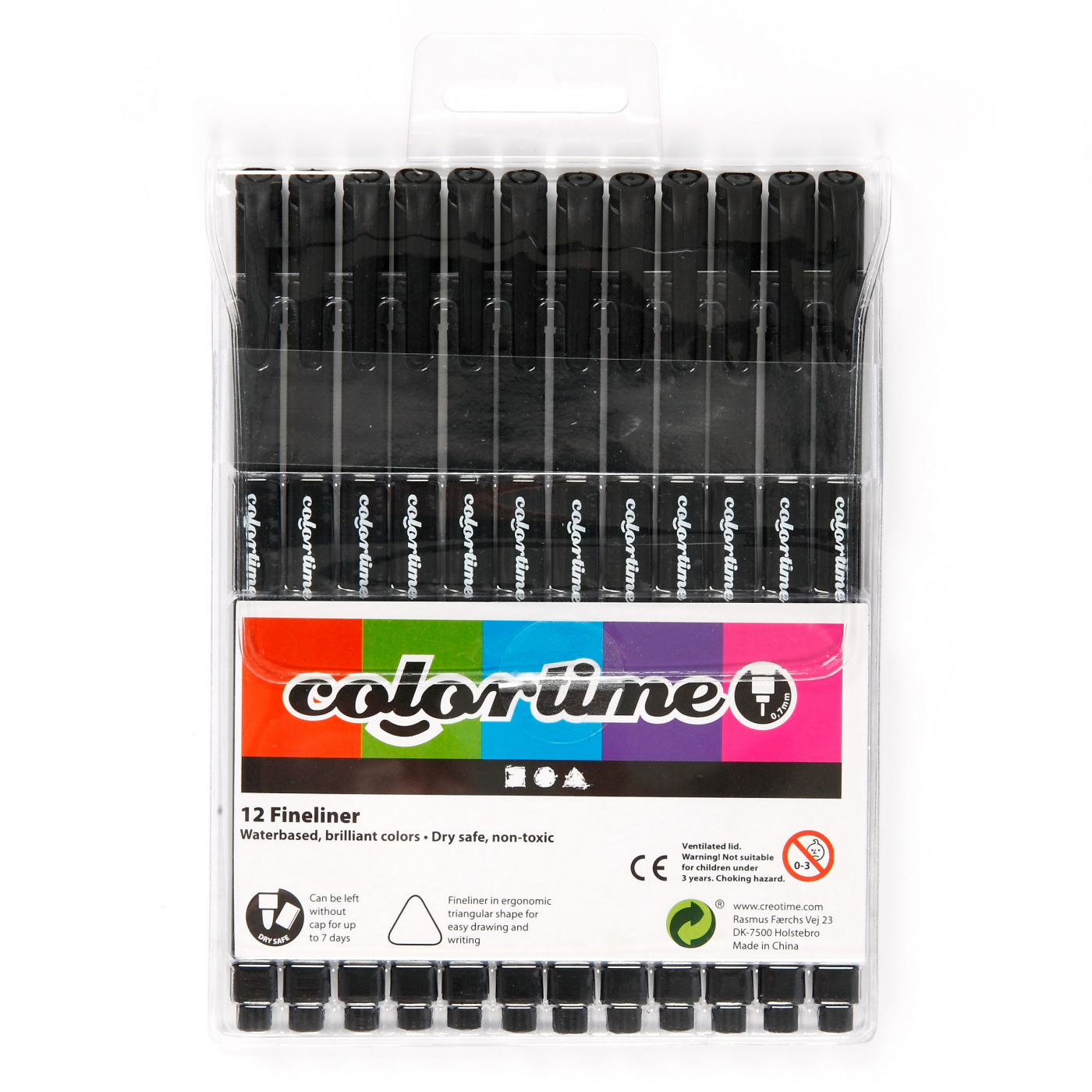 Fineliner Black 12-set in the group Pens / Writing / Fineliners at Voorcrea (111853)