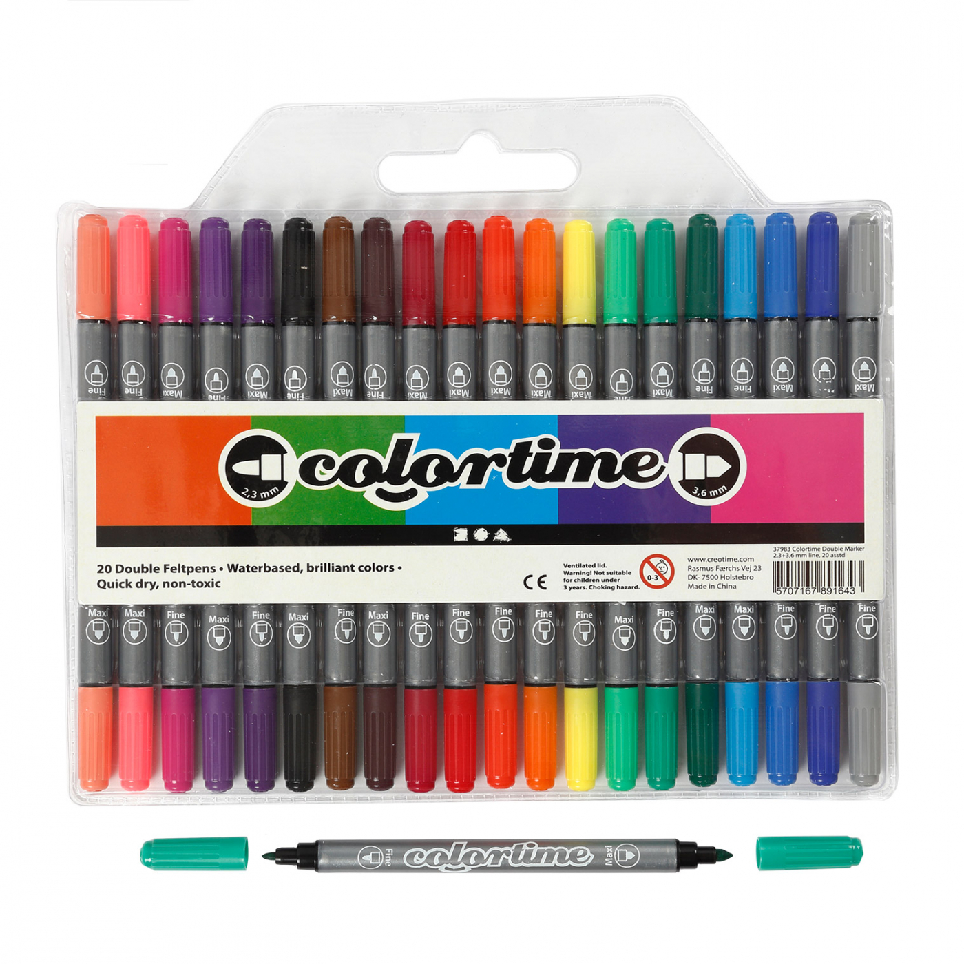Colortime Felt-tip pens Two-Tip 6-set Pastel