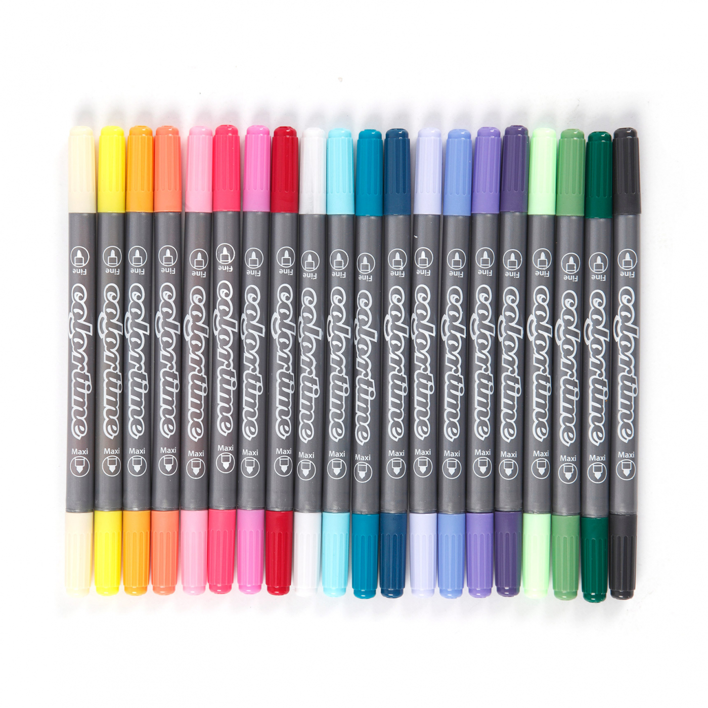 Colour Therapy 20 Rainbow Fine Felt Tip Pens. Bright Range of