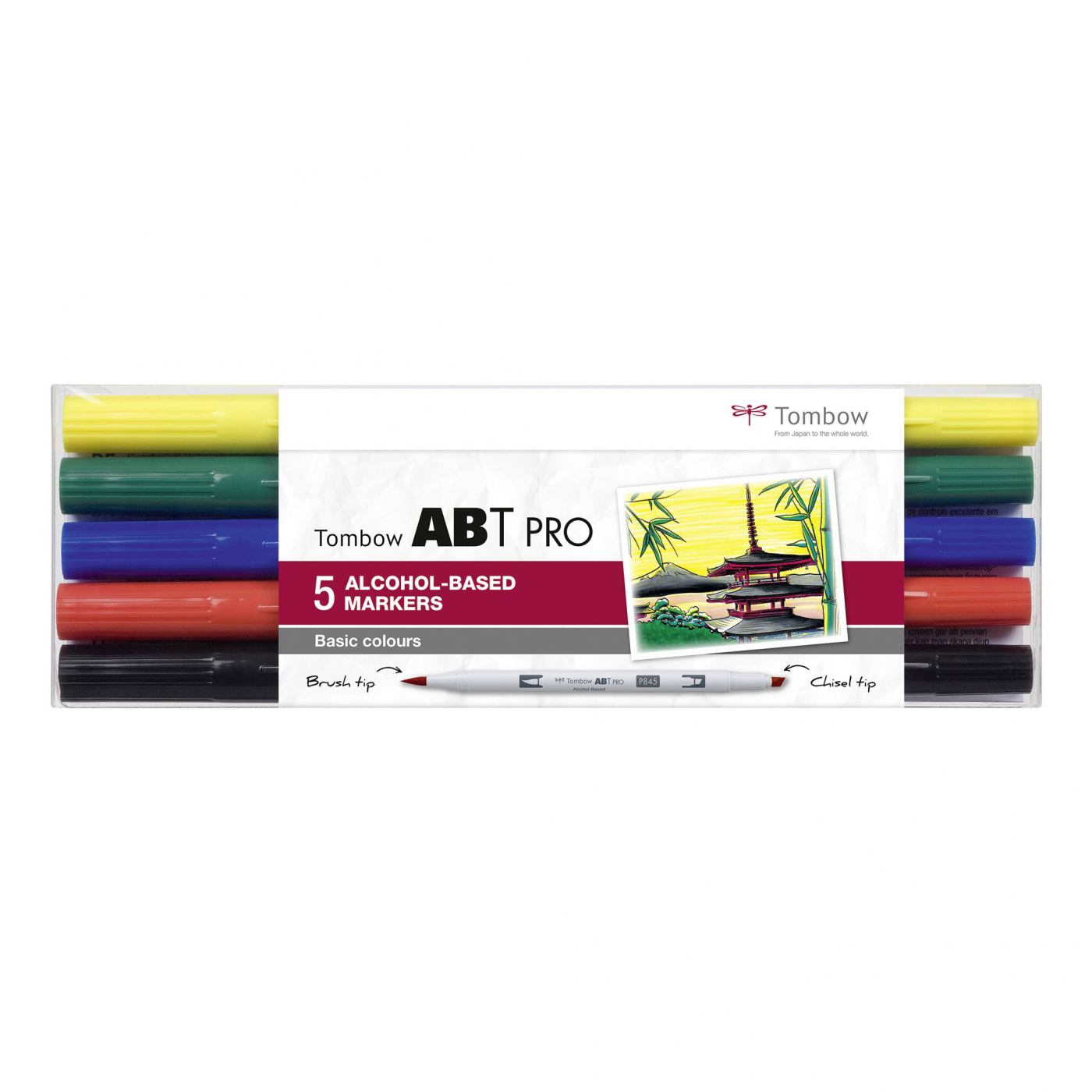 ABT PRO Dual Brush Pen 5-set Basic in the group Pens / Artist Pens / Illustration Markers at Pen Store (125264)