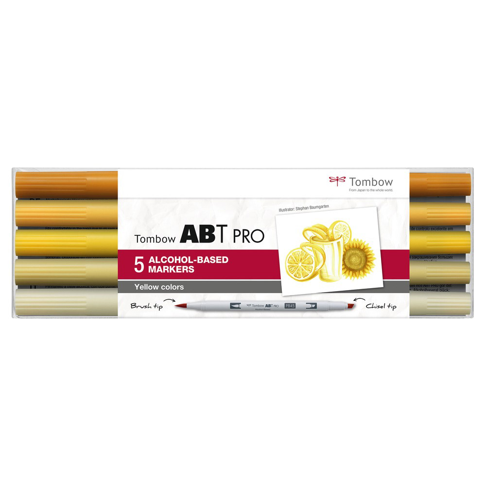ABT PRO Dual Brush Pen 5-set Yellow Colors in the group Pens / Artist Pens / Illustration Markers at Pen Store (125268)