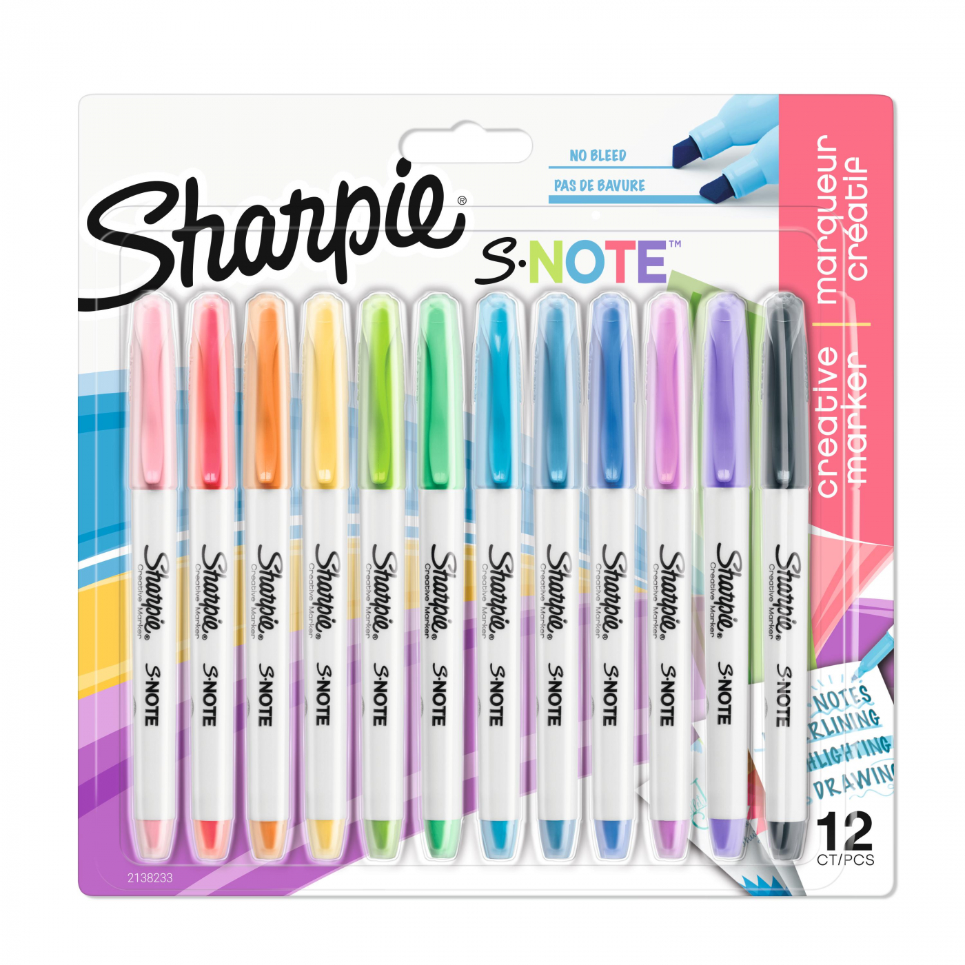 Basics Felt Tip Marker Pens - Assorted Color 12-Pack