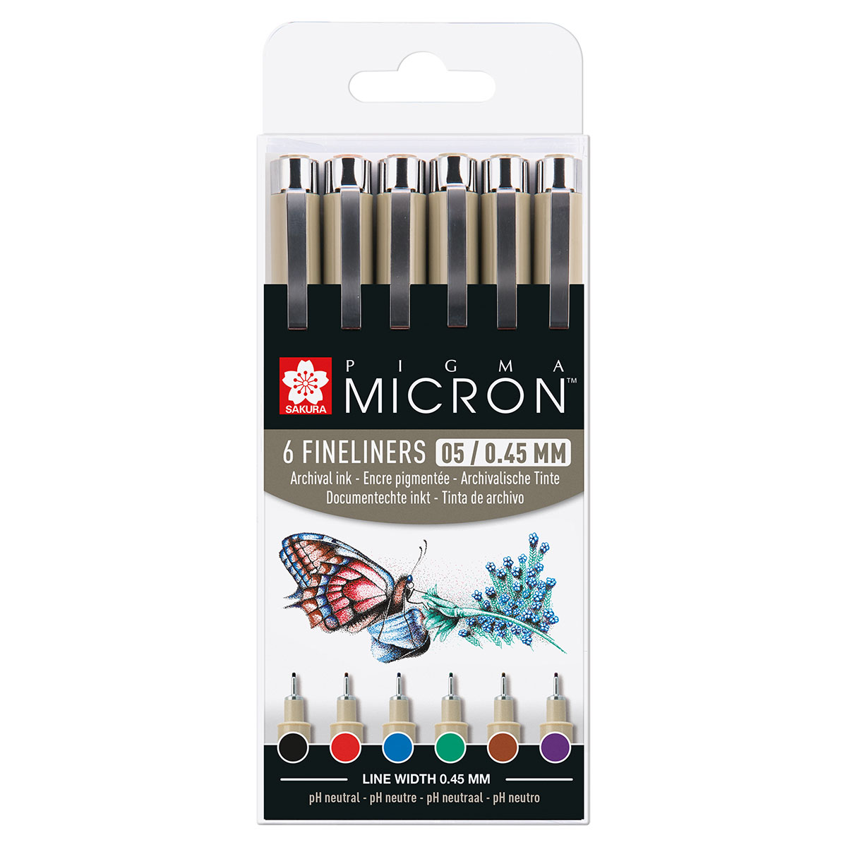 Pigma Micron 6-set 05 Basic Colours in the group Pens / Product series / Pigma Micron at Pen Store (125576)