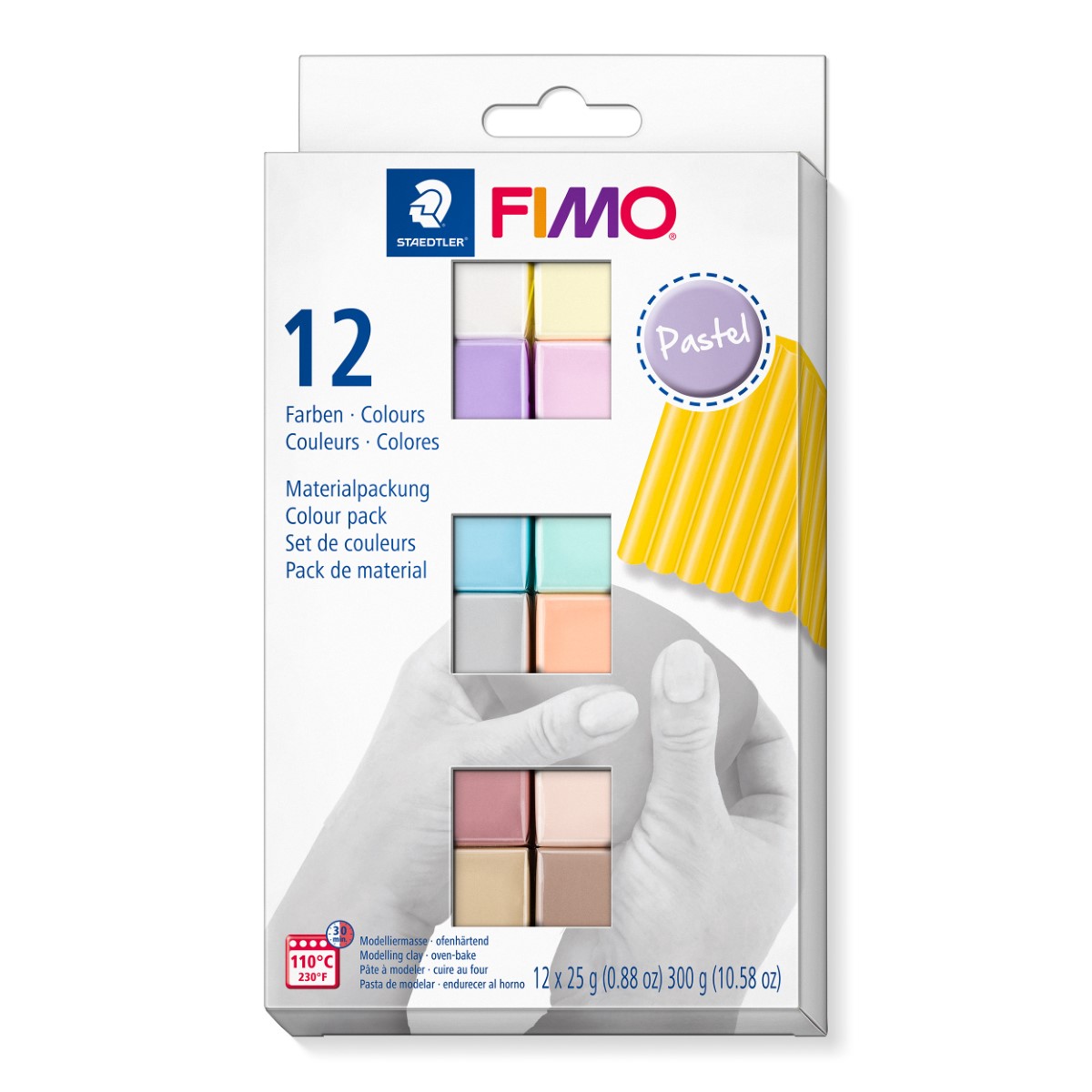 Assorted Colours STAEDTLER 8013 C12-1 FIMO Effect Oven Hardening Modelling Clay 12 x 25 g Half Blocks 