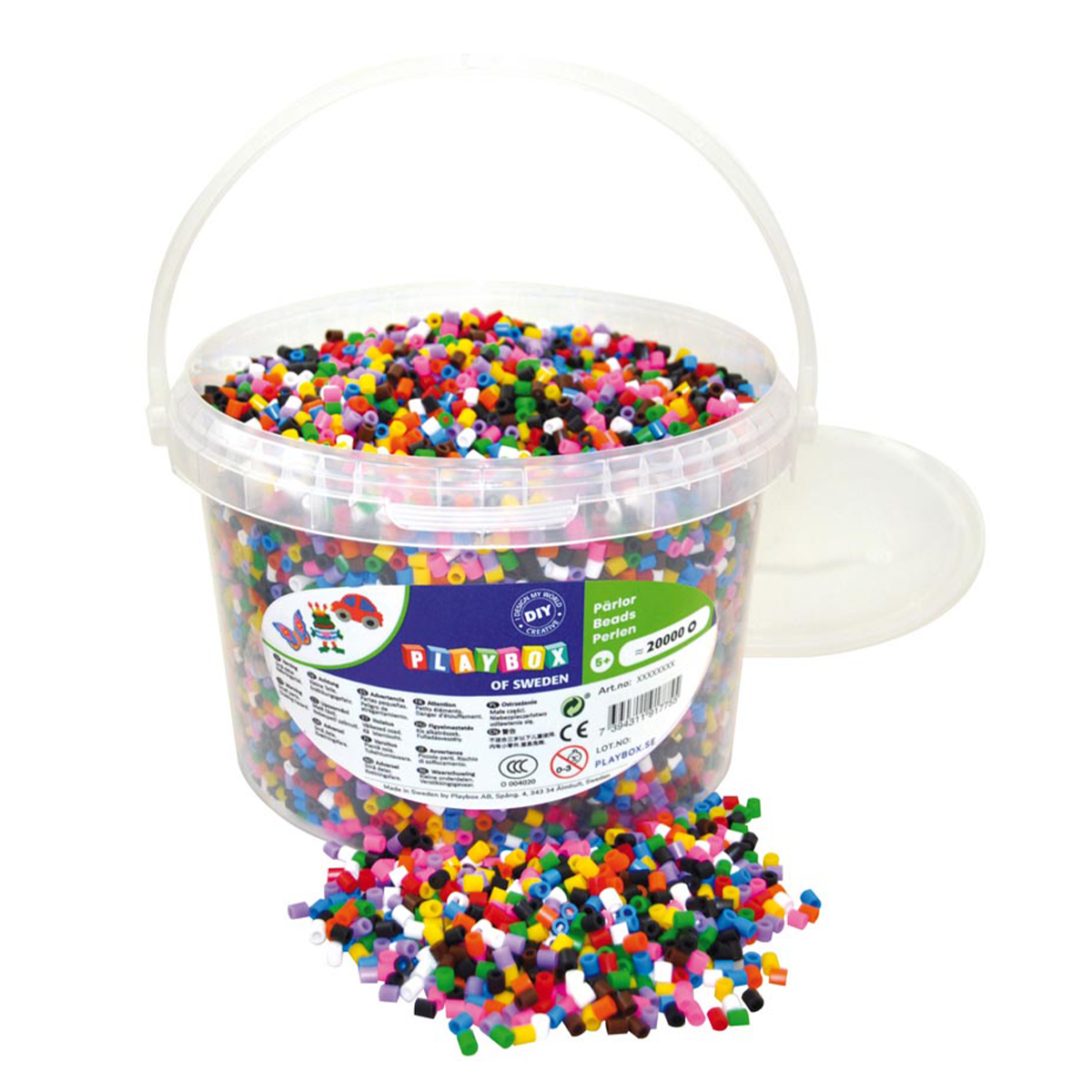 Ironing Beads 10-colour mix 20 000 pcs in bucket in the group Hobby & Creativity / Create / Tube beads & more at Pen Store (126874)