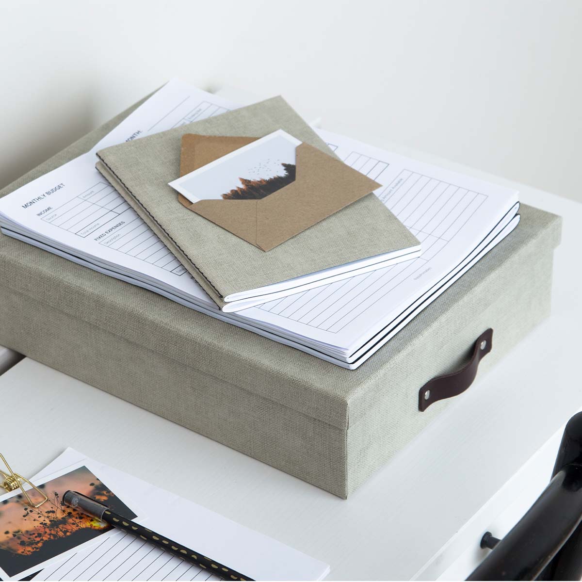 Oskar Document Box Linen in the group Hobby & Creativity / Organize / Storage at Pen Store (127281)