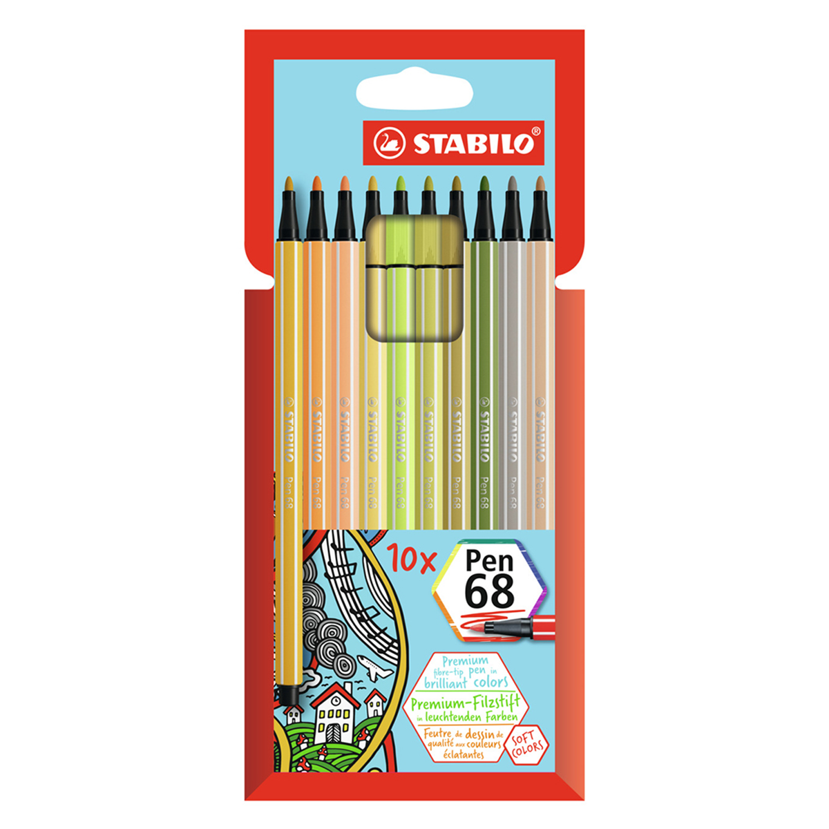 Premium felt-tip pen STABILO Pen 68 - pack of 30 colors