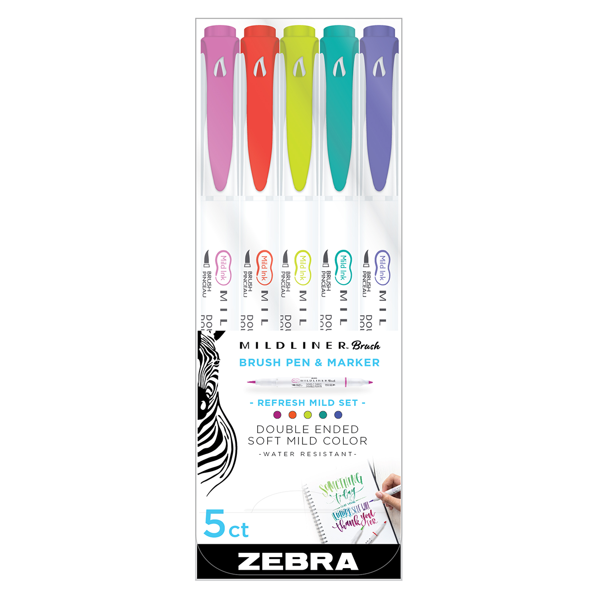 Zebra Mildliner Brush 5-pack Refresh Mild