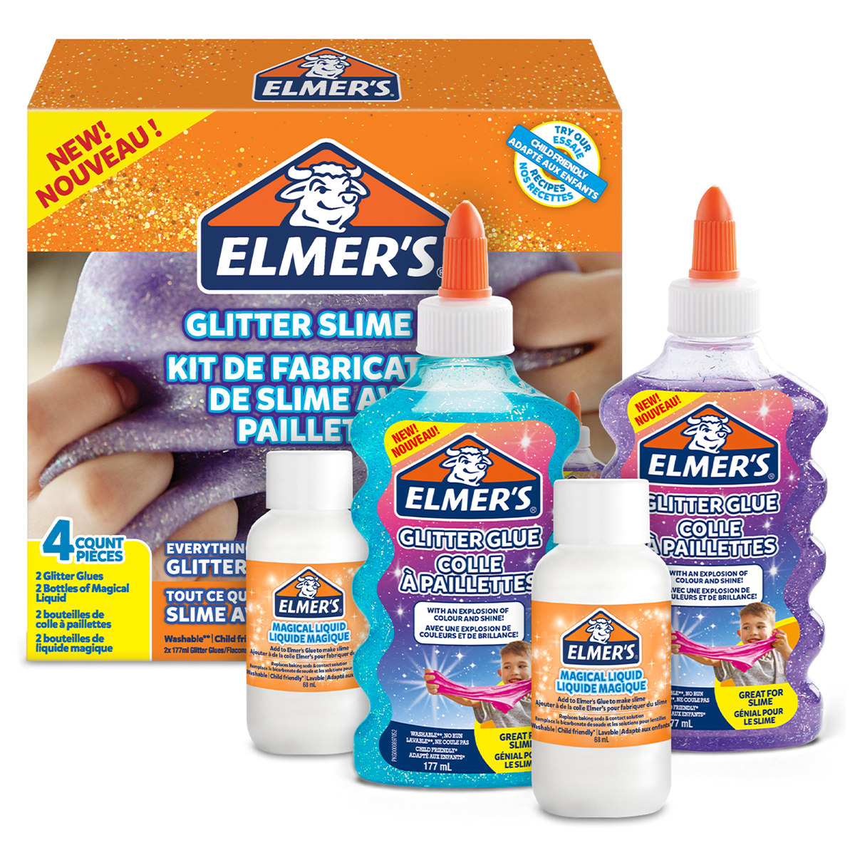 Elmers Glitter Slime Kit 4 pieces