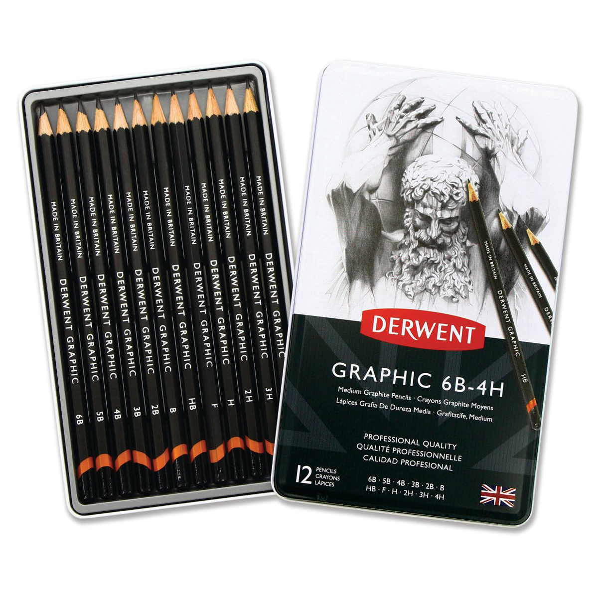 Derwent Graphic Pencils Set of 12 6B 4H Pen Store