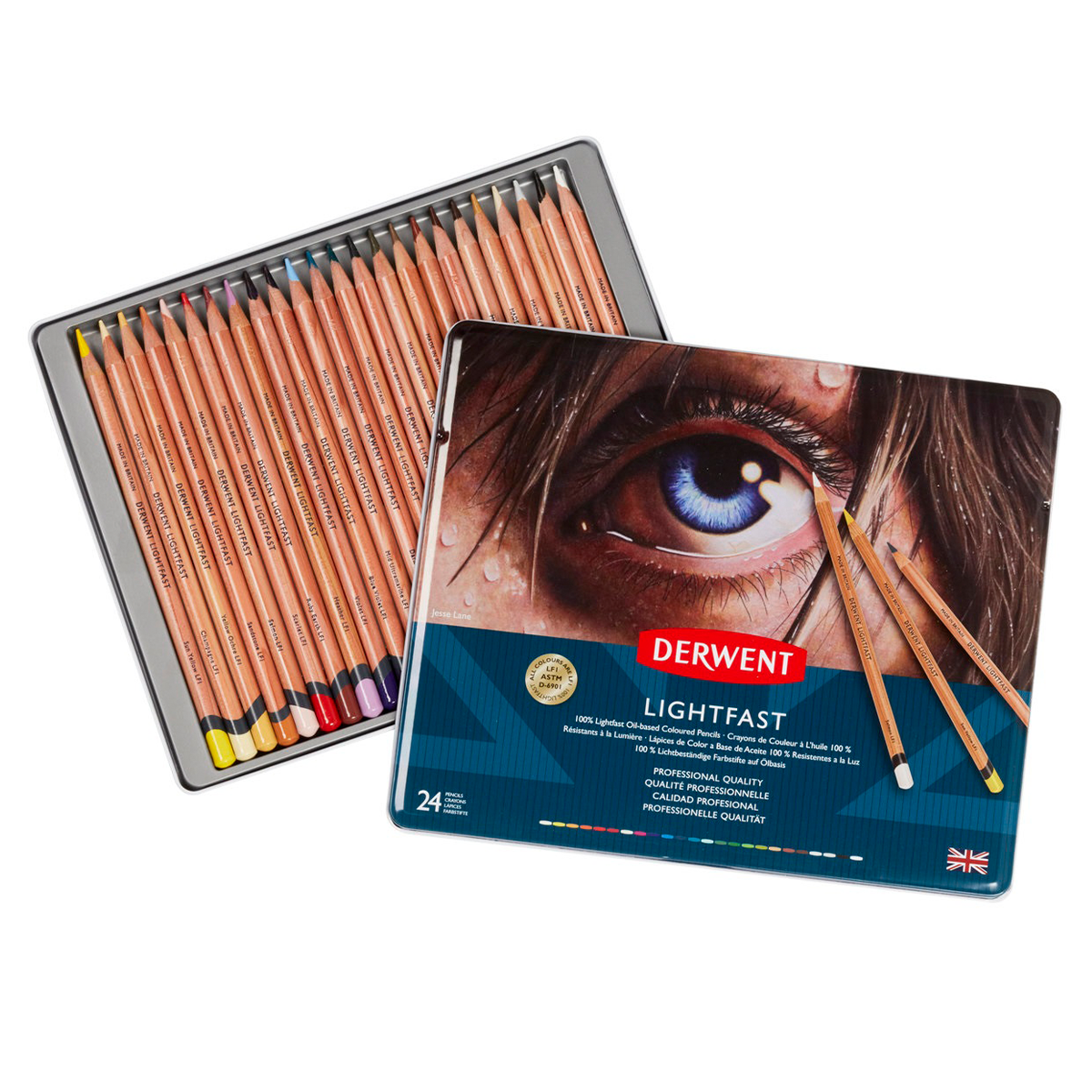 Derwent Lightfast Colored Pencils 24 Tin, Set of 24, 4mm Wide Core, 100%  Lightfast, Oil-based, Premium Core, Creamy, Ideal for Drawing, Coloring