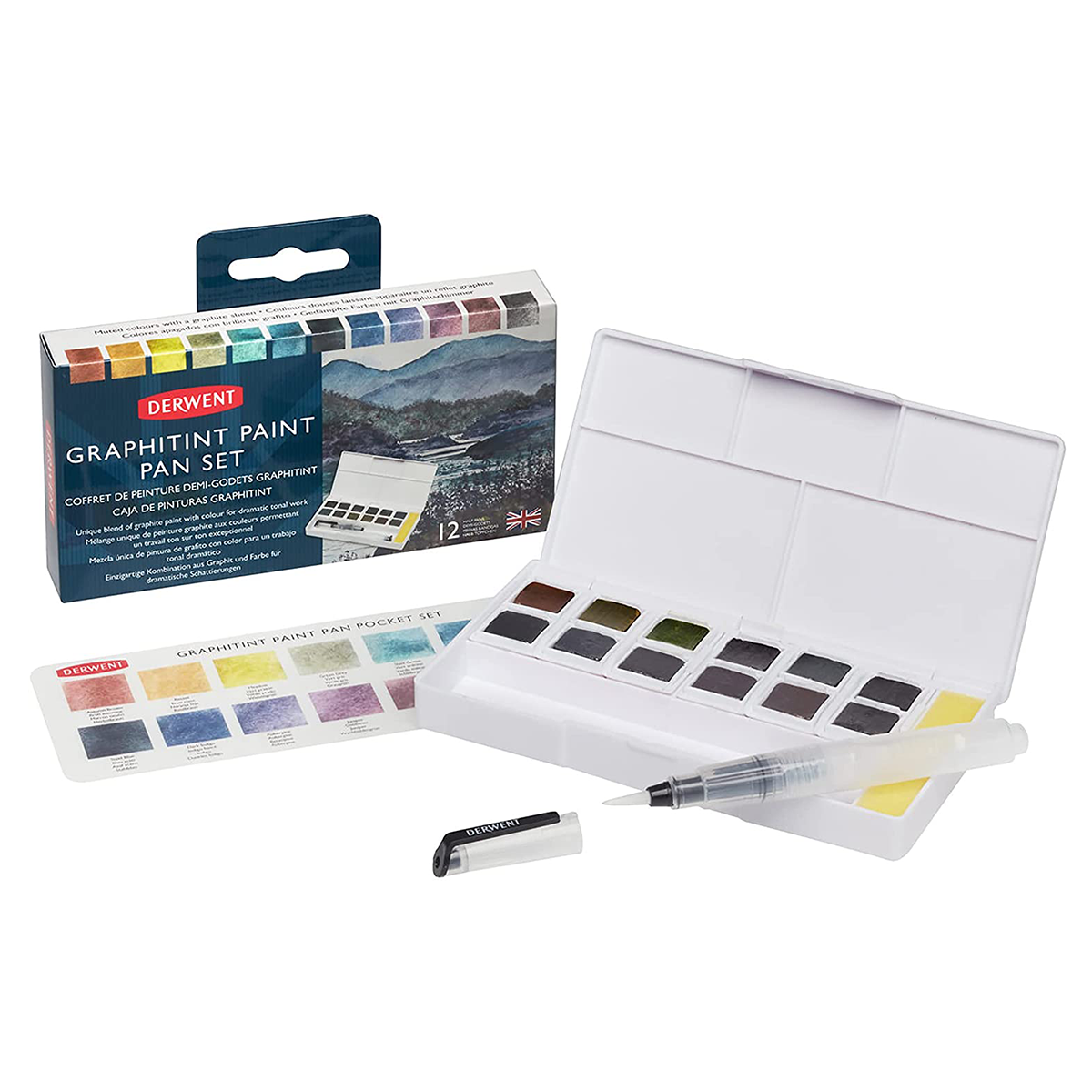 Derwent 12 Color Tinted Charcoal Paint Pan Set - The Art Store