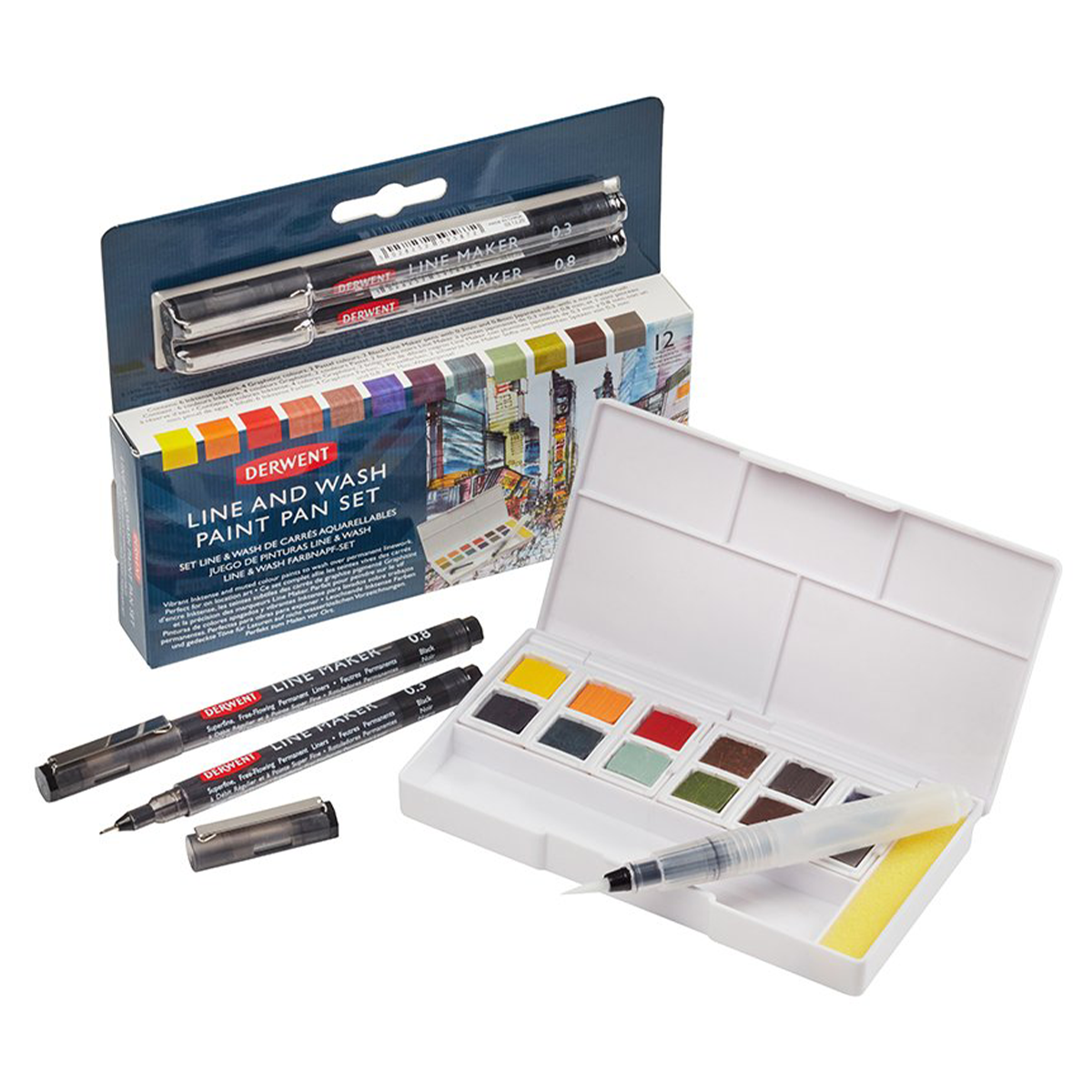 Line & Wash Paint Pan Set 12 half pans in the group Art Supplies / Colors / Watercolor Paint at Pen Store (128196)