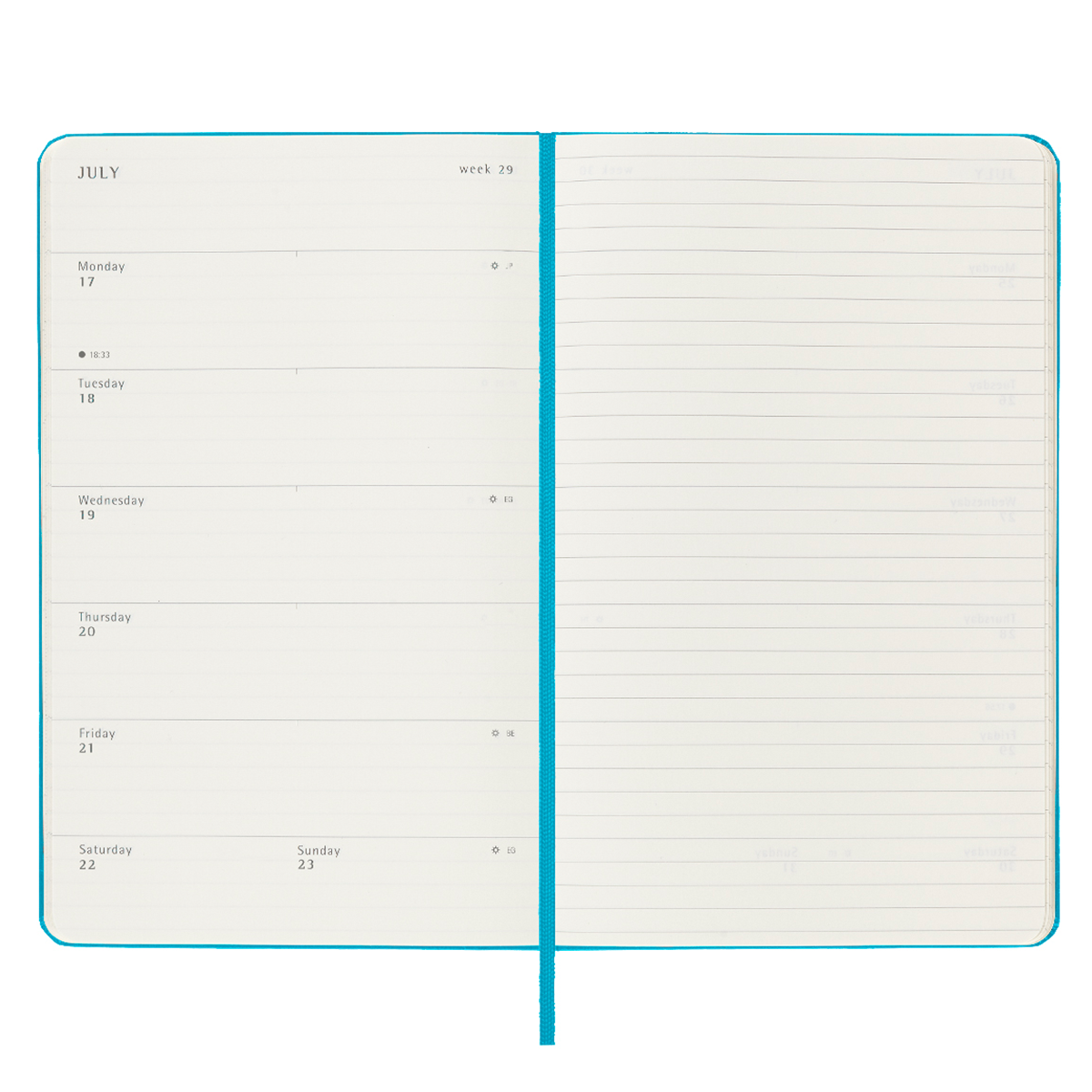 18M WeekNote Calendar Large Turquoise in the group Paper & Pads / Planners / 18-Month Planners at Pen Store (128208)