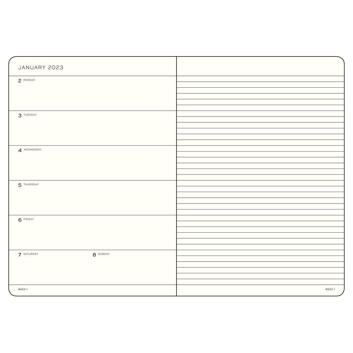 Calendar 2023 Weekly Notebook Hardcover B5 Black in the group Paper & Pads / Planners / 12-Month Planners at Pen Store (128395)