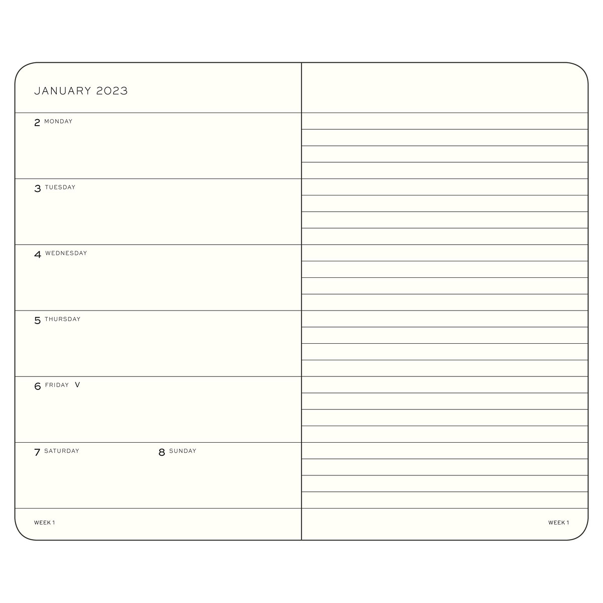 Calendar 2023 Weekly Notebook Hardcover A6 Black in the group Paper & Pads / Planners / 12-Month Planners at Pen Store (128397)