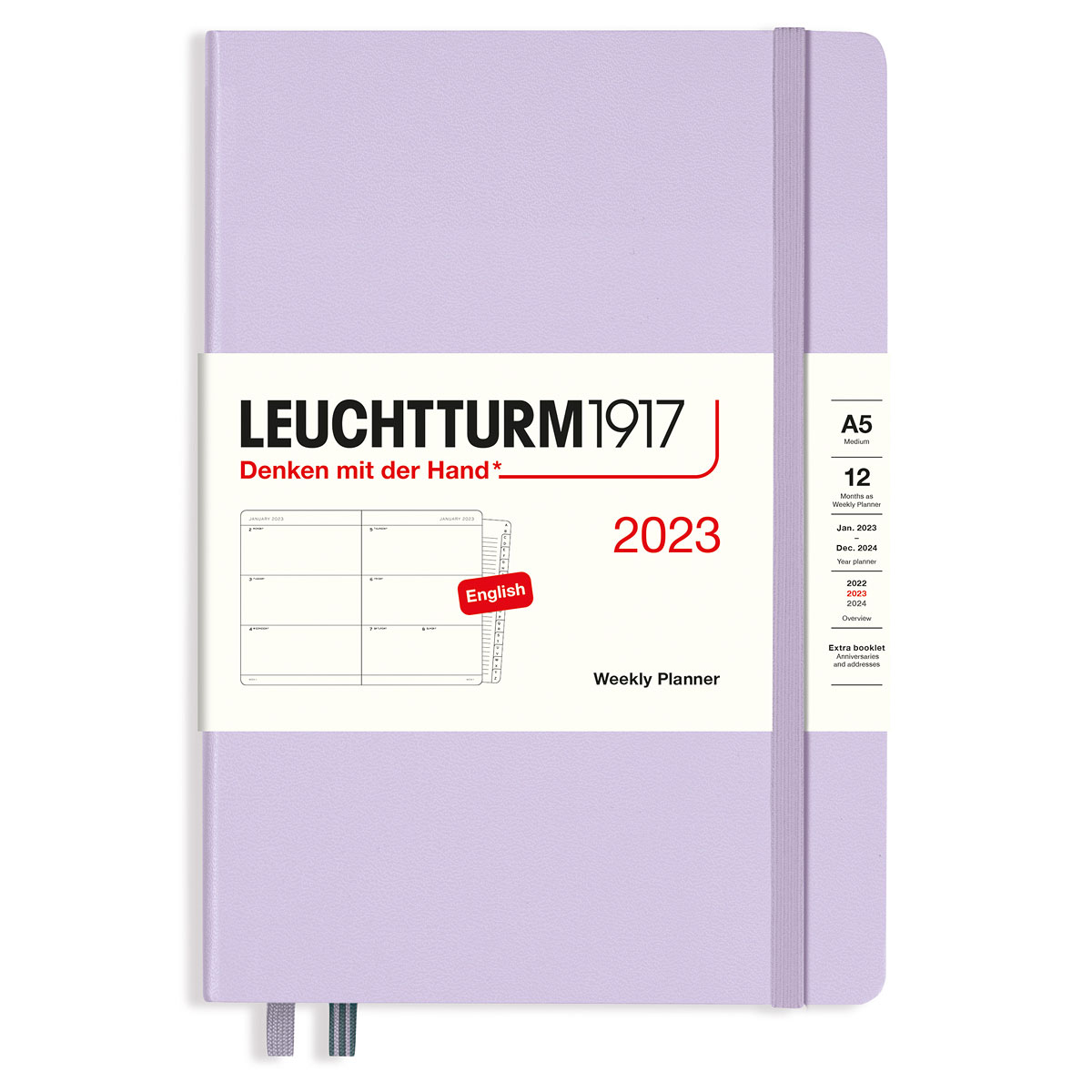 Calendar 2023 Weekly Planner Hardcover A5 Lilac in the group Paper & Pads / Planners / 12-Month Planners at Pen Store (128427)