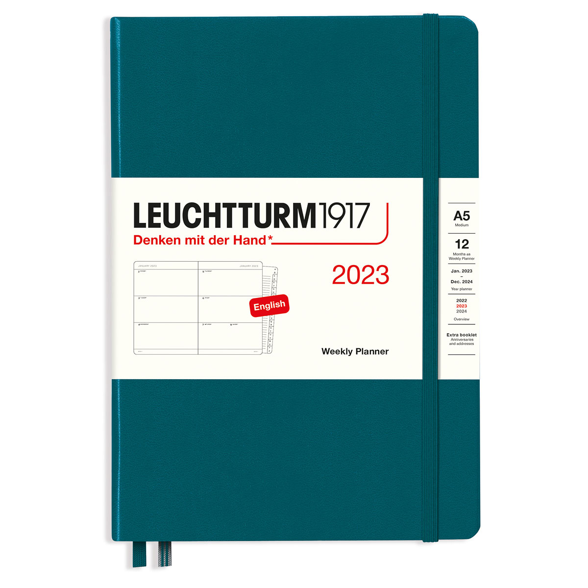 Calendar 2023 Weekly Planner Hardcover A5 Pacific Green in the group Paper & Pads / Planners / 12-Month Planners at Pen Store (128431)