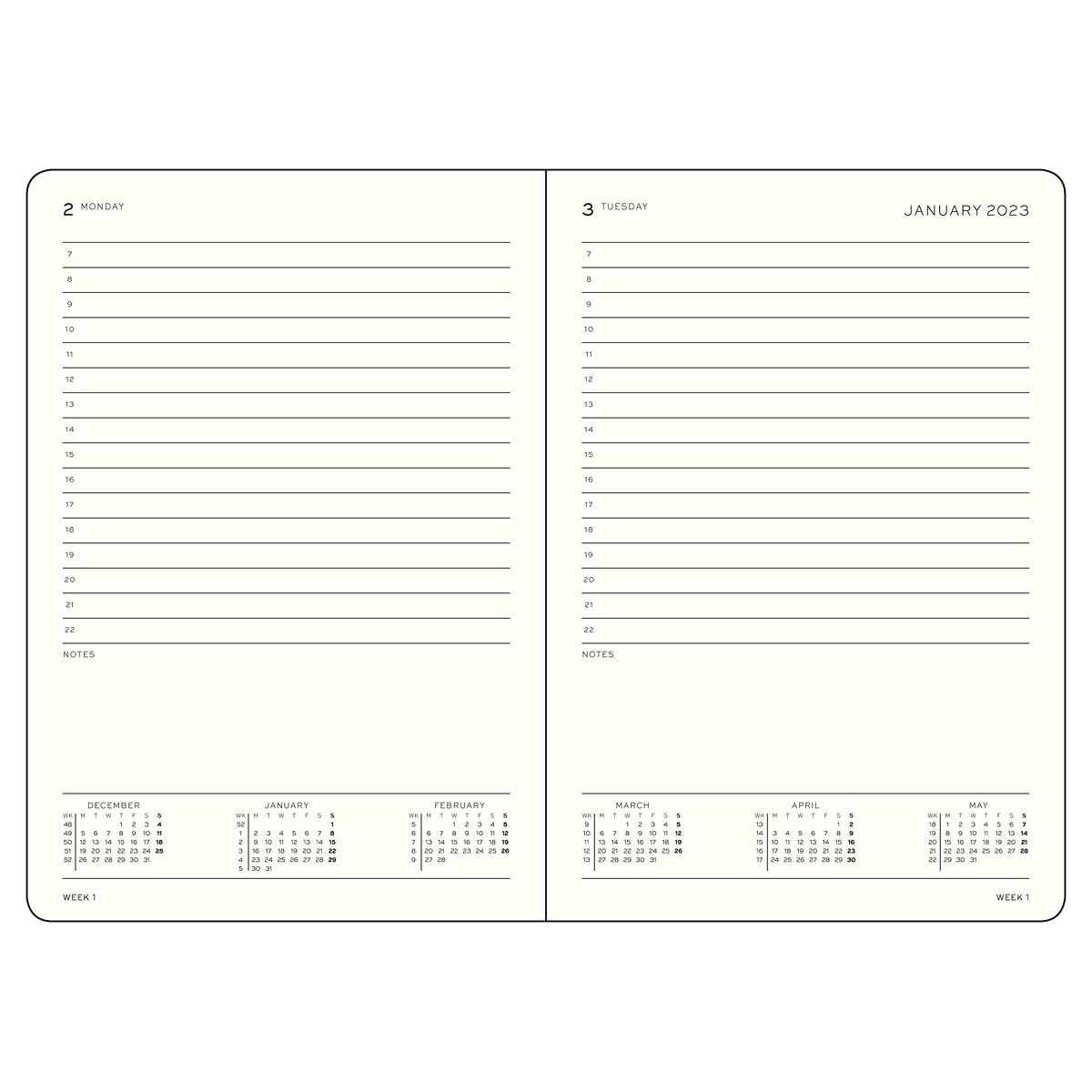 Calendar 2023 Daily Planner Hardcover A5 Vanilla in the group Paper & Pads / Planners / 12-Month Planners at Pen Store (128440)