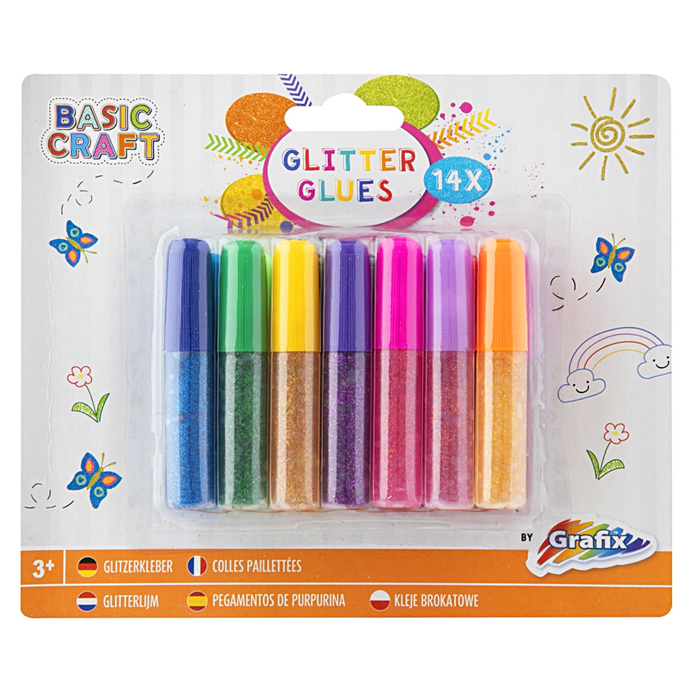 Glitter Glue for Art and Crafts in Red, Green, Blue, and Silver (8