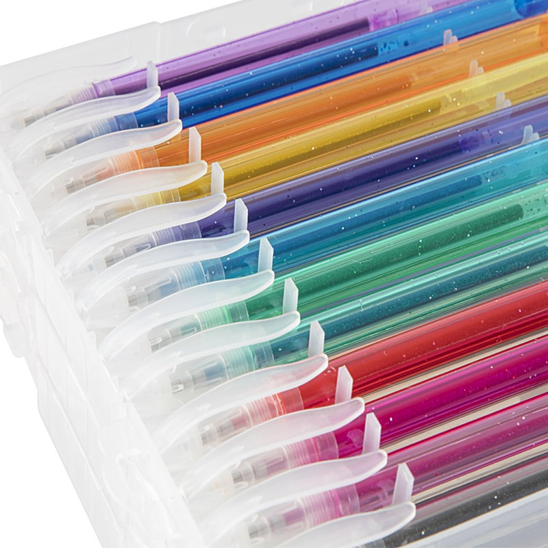 ABJI Glitter Gel Pens, 48-Color Neon Glitter Pens Fine Tip Art