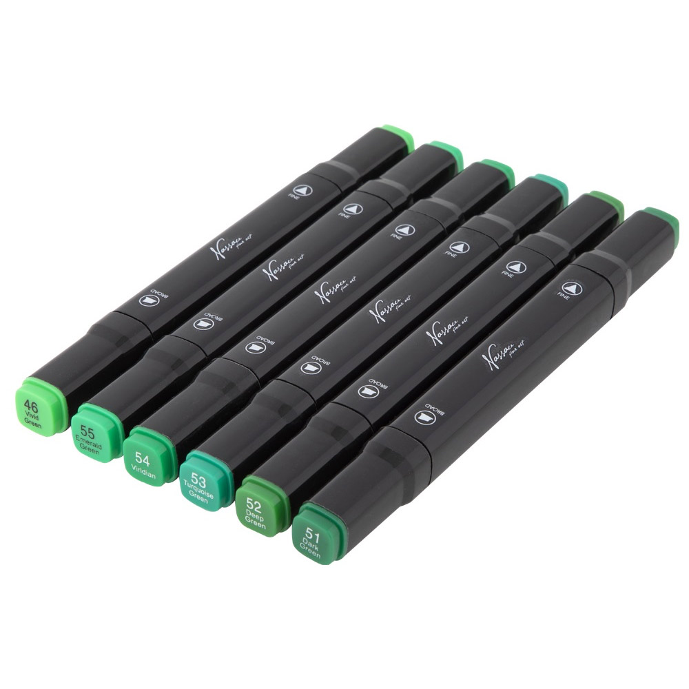Dual-tip Markers 6-set Green in the group Pens / Artist Pens / Felt Tip Pens at Pen Store (128523)
