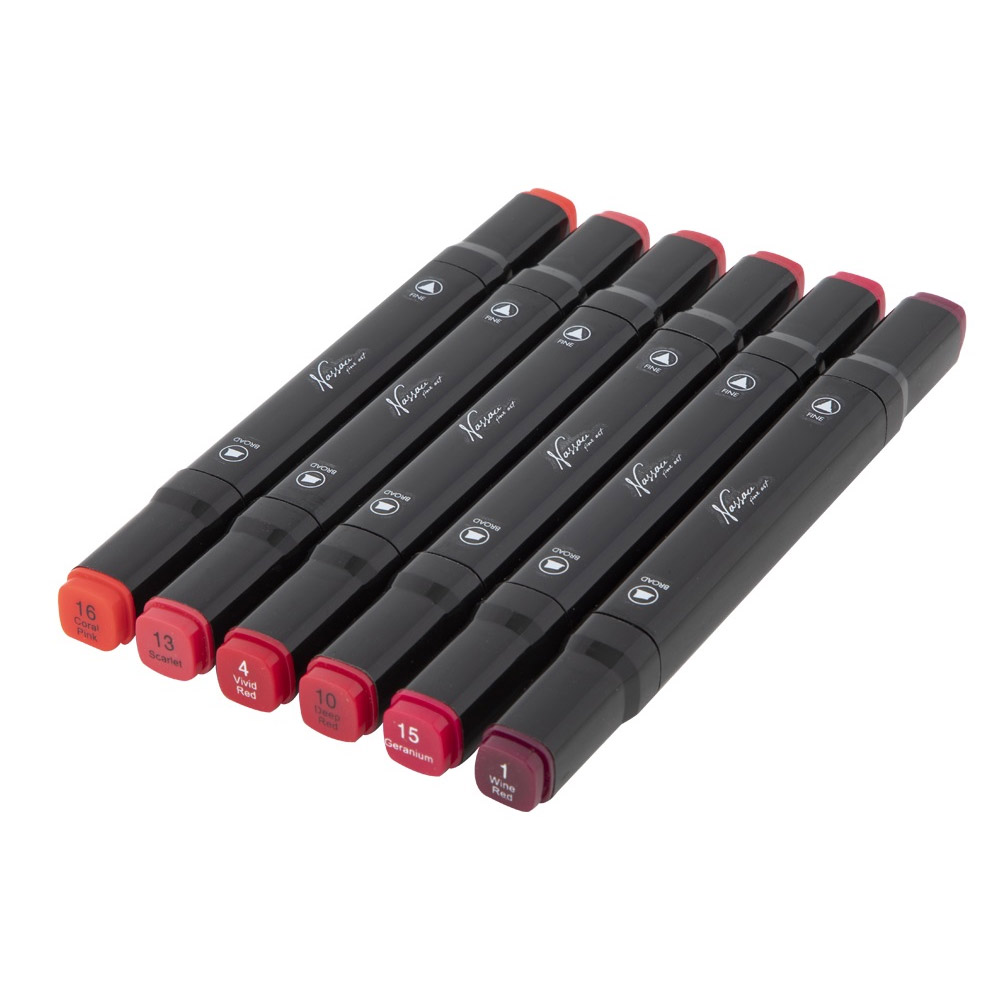 Dual-tip Markers 6-set Red in the group Pens / Artist Pens / Felt Tip Pens at Pen Store (128524)