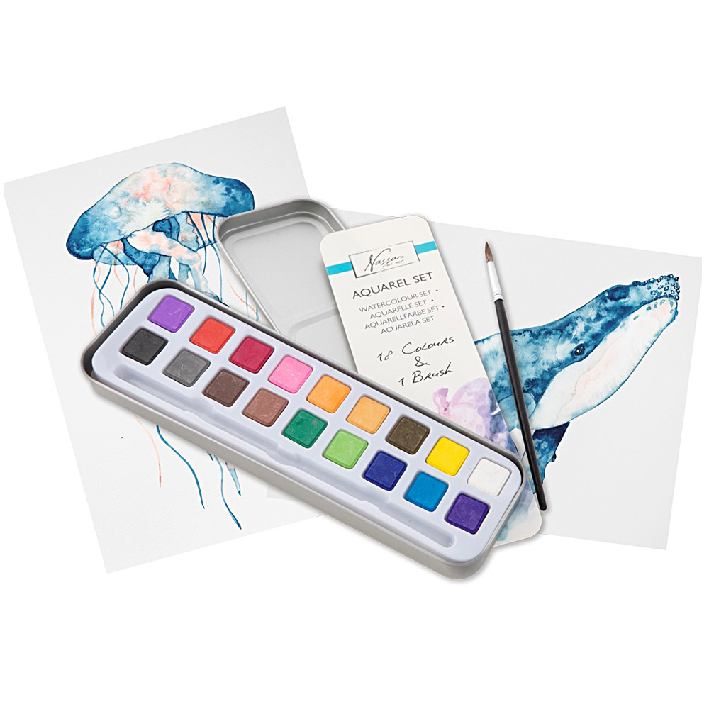 Aquarel kit 18 colours + brush in the group Art Supplies / Colors / Watercolor Paint at Pen Store (128538)