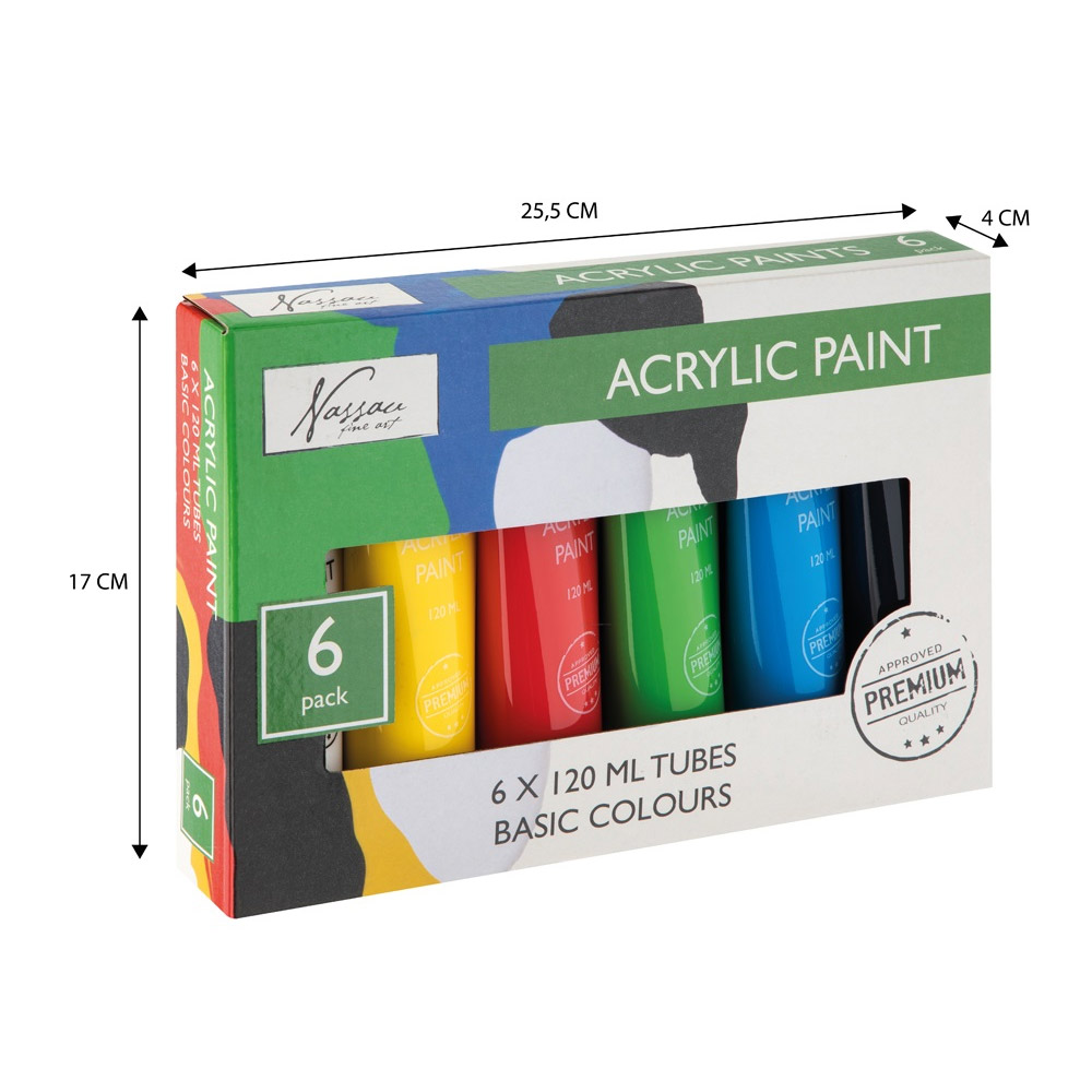 Acrylic Paint 120 ml 6-set Basic in the group Art Supplies / Colors / Acrylic Paint at Pen Store (128548)
