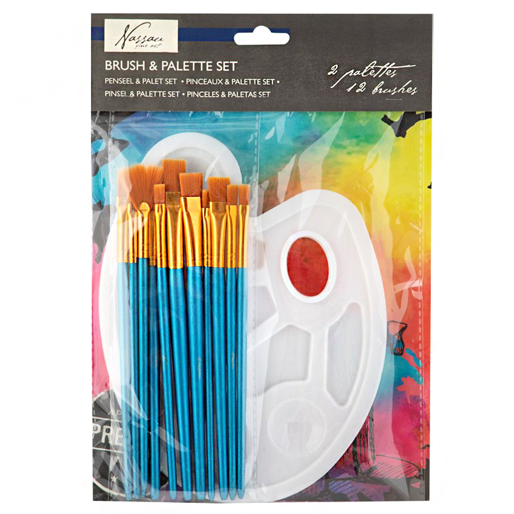 Palette + Acrylic brushes 14-set in the group Art Supplies / Brushes / Brush Sets at Pen Store (128553)