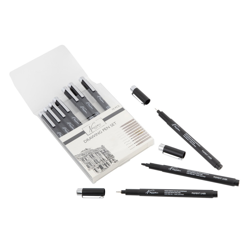 Fineliner Pen Set 10 Black Pigment Liner Micro Liner Drawing Pens