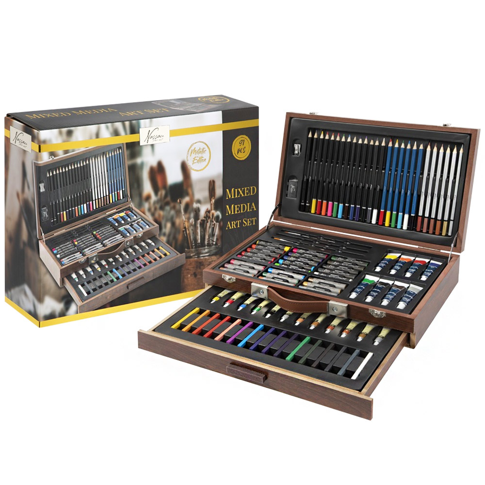 Art Set Mixed media 91-set in Wooden box in the group Art Supplies / Art Sets / Paint sets at Pen Store (128559)