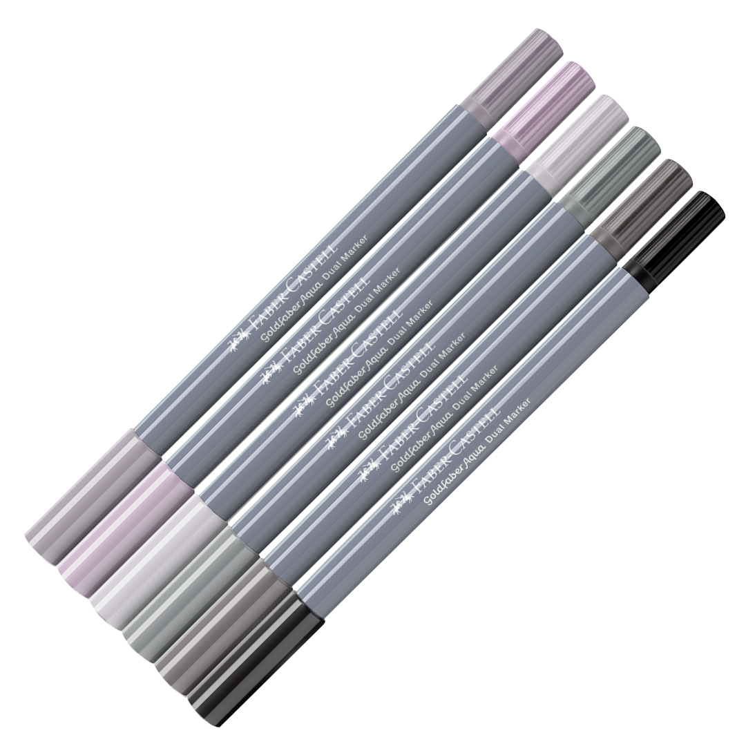 Goldfaber Aqua Dual Marker Set of 6 Shades of grey