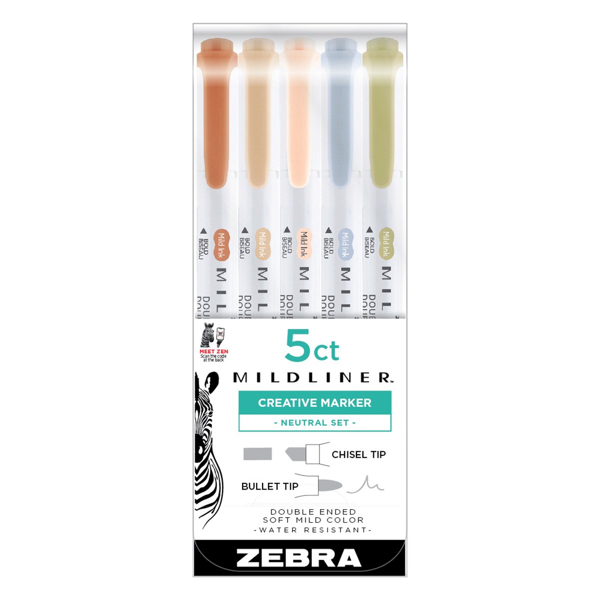 Mildliners Zebra Mildliner 5-pack Neutral set | Pen Store