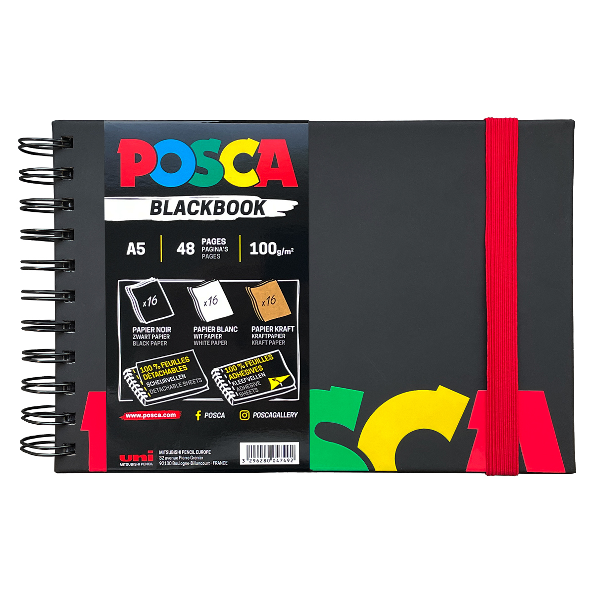 Uni Posca Sticker Blackbook 48 Page A5 Sketchbook Hardcover 100gsm 