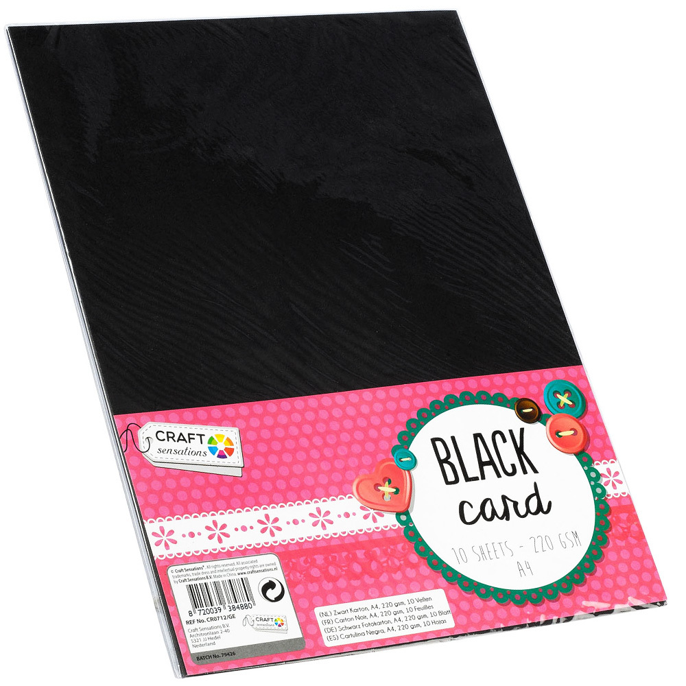 Black Card A4 220gsm 10-pack in the group Hobby & Creativity / Create / Crafts & DIY at Pen Store (129394)